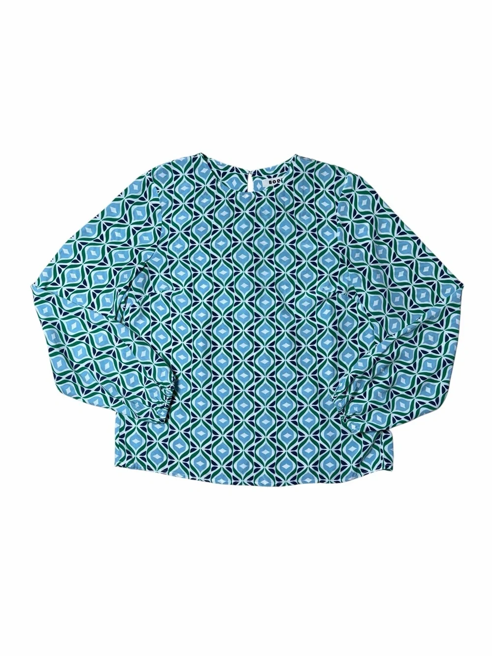 Boden Green Diamond Wave Easy Printed Blouse Top Womens 6 - Picture 2 of 9